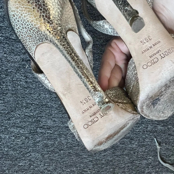 Jimmy Choo NOVA Peep Toe Slingback Glitter Pumps Size 36.5 - Picture 9 of 9